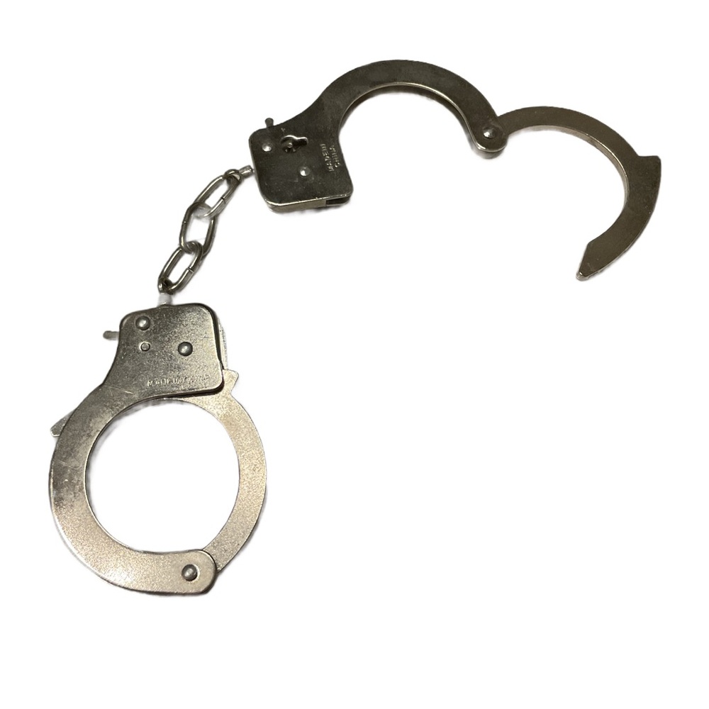 Silver Handcuff Keychain set of linked metal handcuffs